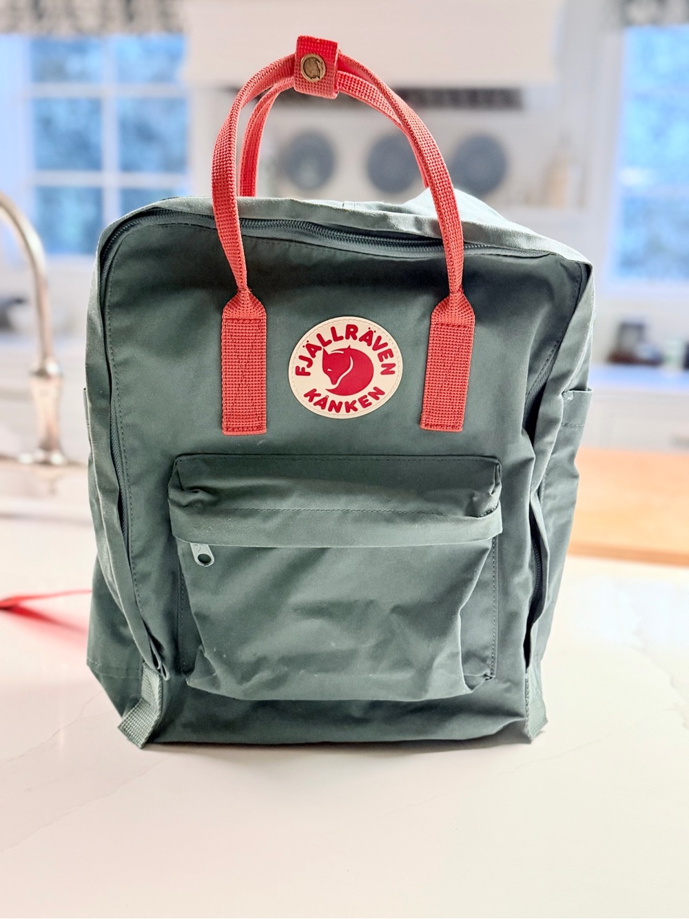 Kånken Backpack - Green with Apricot Accents